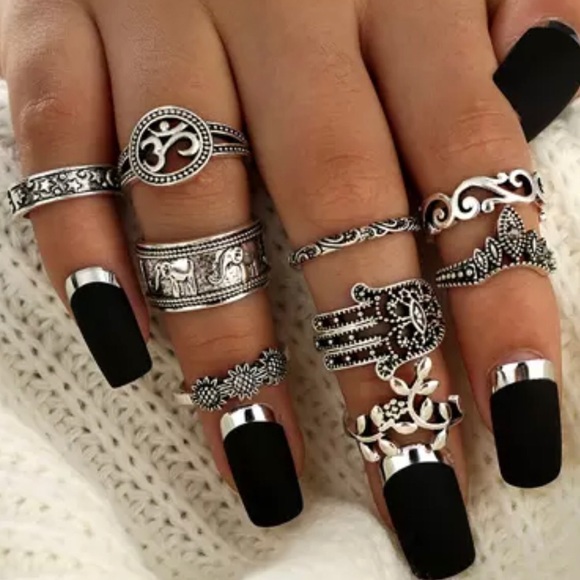 3/$30 Silver Boho Ring Set - Picture 1 of 6